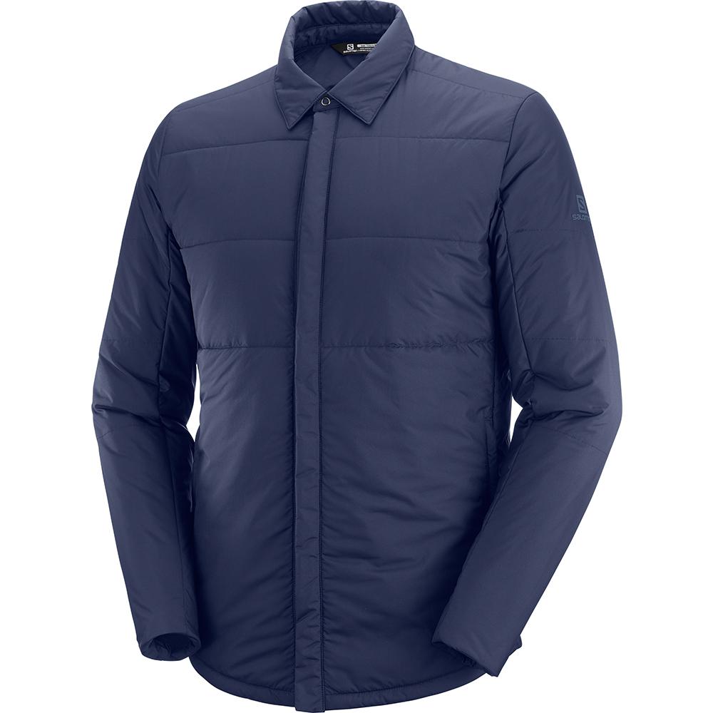 Salomon SNOWSHELTER INSULATED SHIRT M Capa Intermedia Hombre - Azul Marino - Colombia (29368-UOEP)